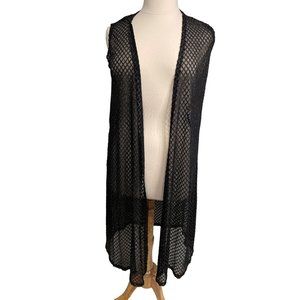 LuLaRoe Joy Black Gold Elegant Collection Womens Size M Sleeveless Kimono
